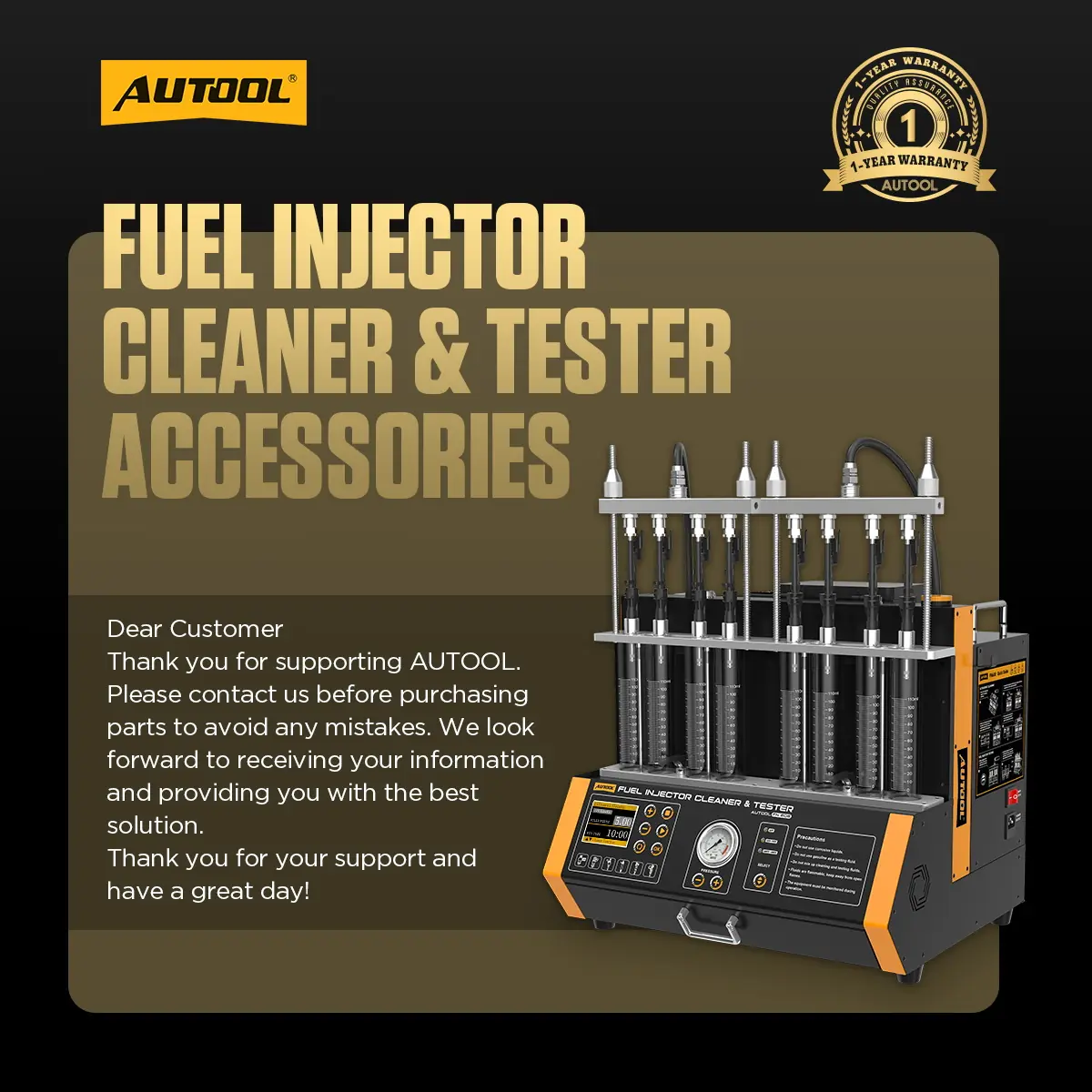 AUTOOL CT series fuel injector cleaner and tester accessories purchase notice