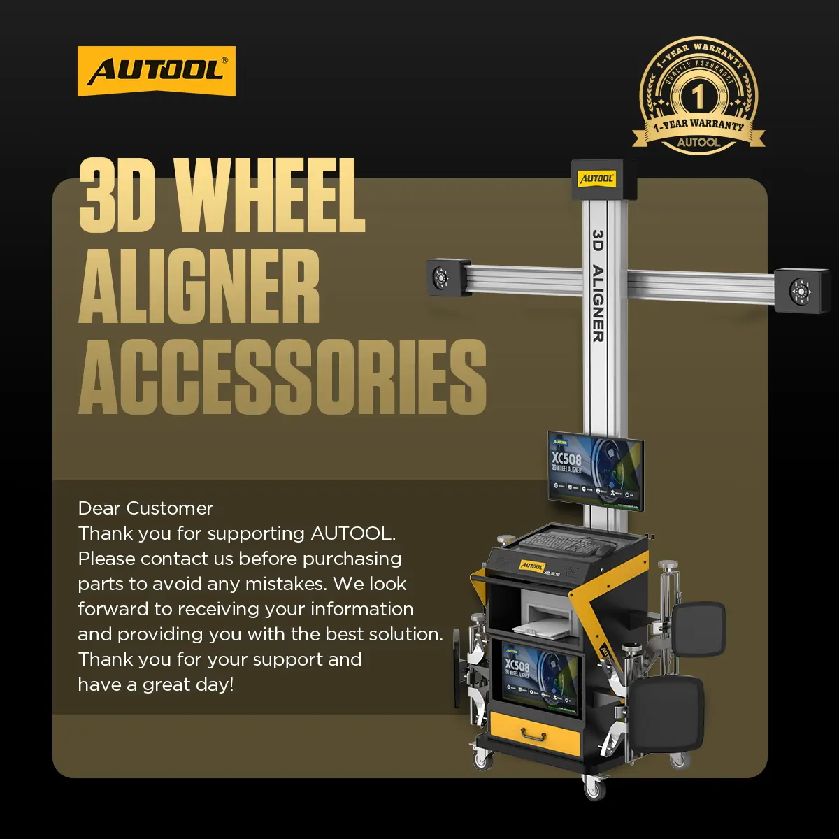 AUTOOL XC Series 3D wheel aligner accessories purchase notice