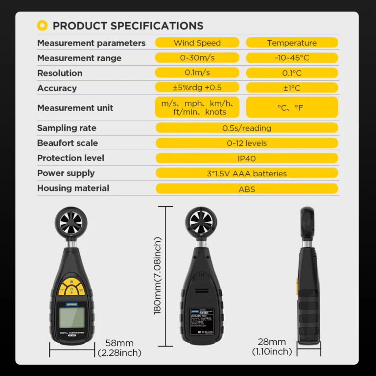 AUTOOL TR401 Digital Anemometer Handheld Wind