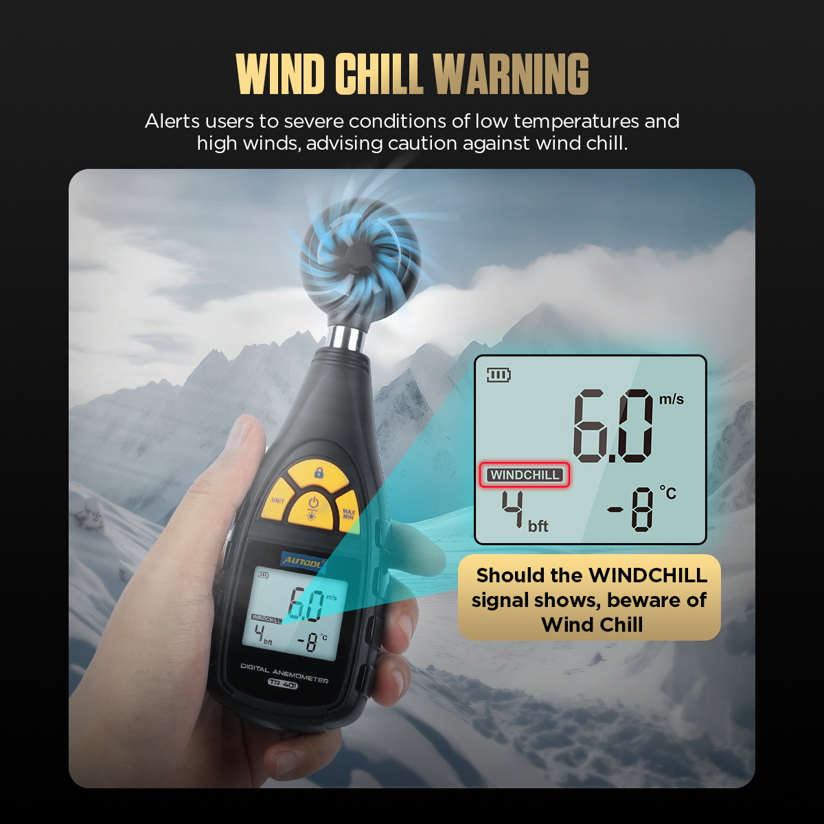 AUTOOL TR401 wind chill warning feature image