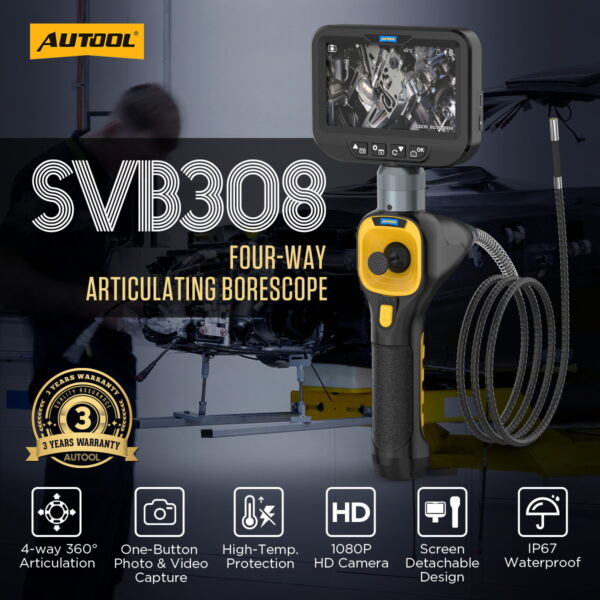AUTOOL SVB308 Car Inspection Camera Articulating Borescope