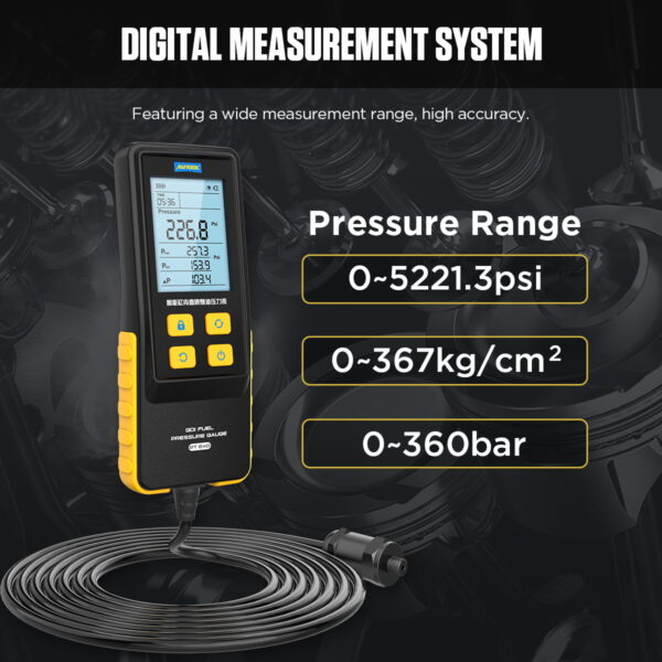 AUTOOL PT640 GDI Fuel Pressure Gauge 0-360Bar Digital Measurement Pressure Gauge