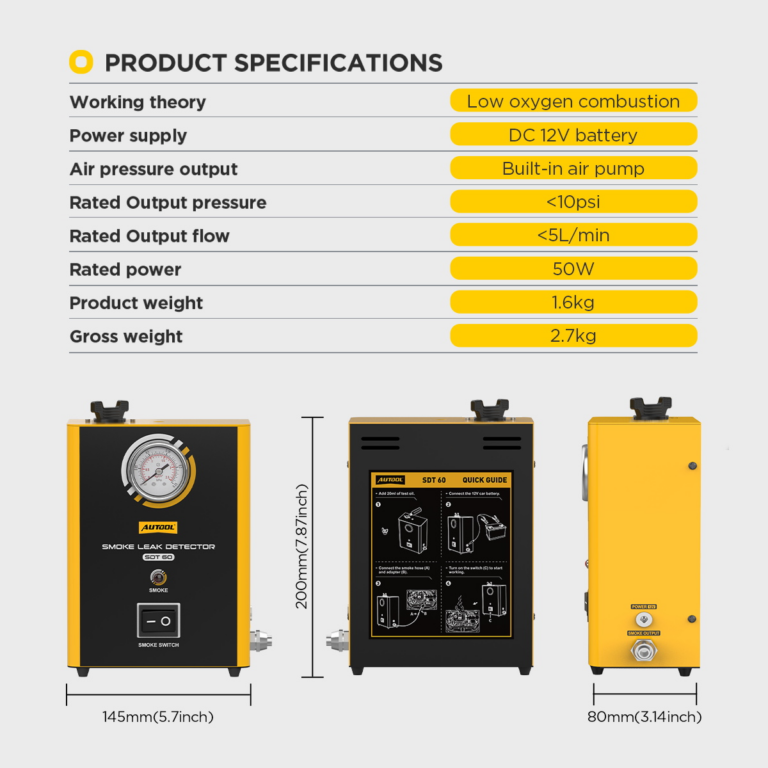 AUTOOL SDT60 Automotive Smoke Machine Leak Detector with Pressure Gauge