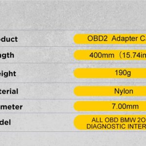 AUTOOL 40CM OBD2 Extension Cable Connector 20pin to 16pin OBD2 Adapter