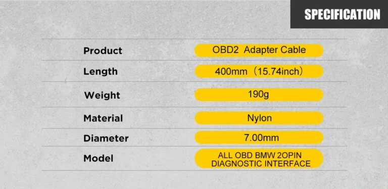 AUTOOL BMW 20-Pin to 16-Pin 40cm OBD2 Adapter Cable