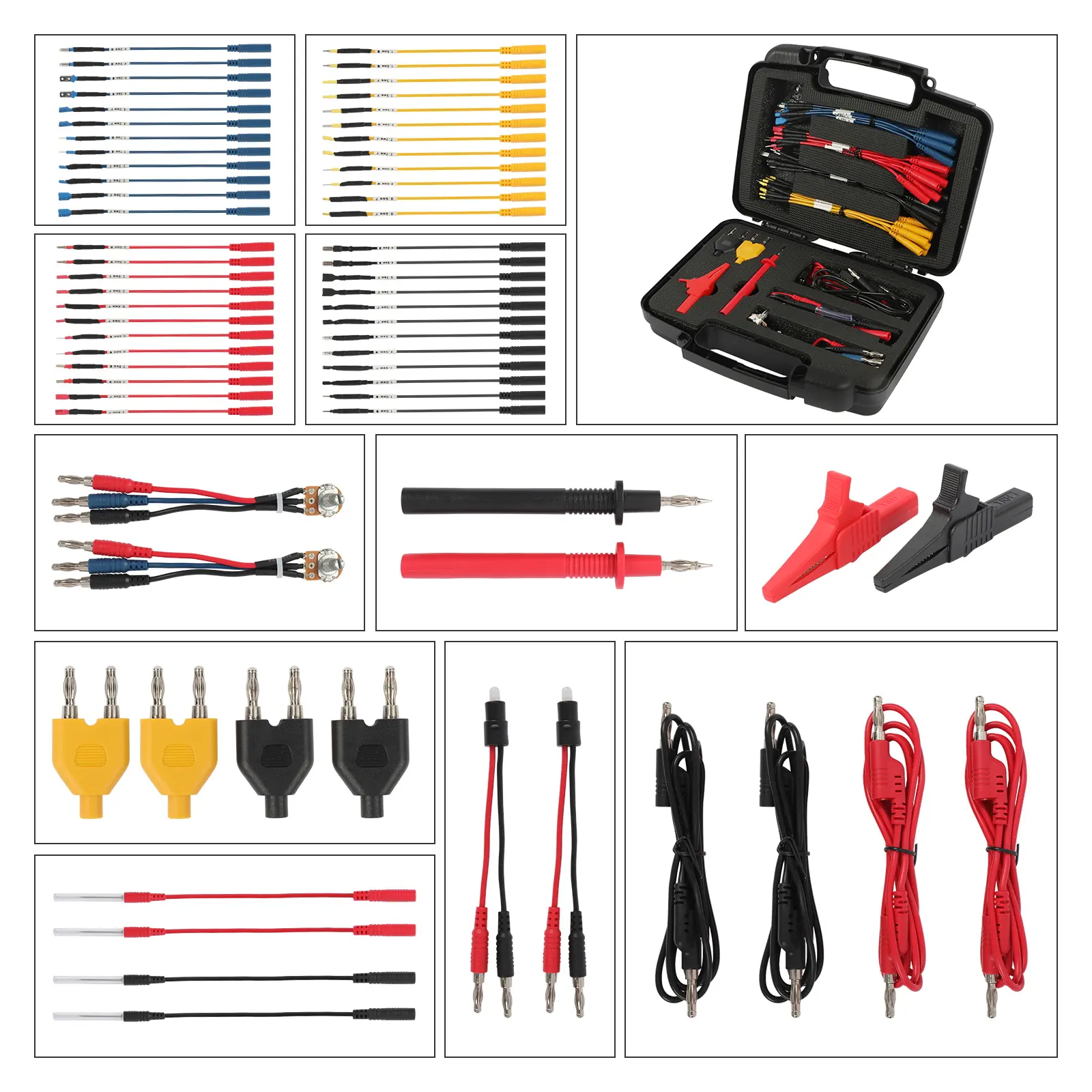 AUTOOL 68PCS Professional Test Lead Set packing list with full accessory layout