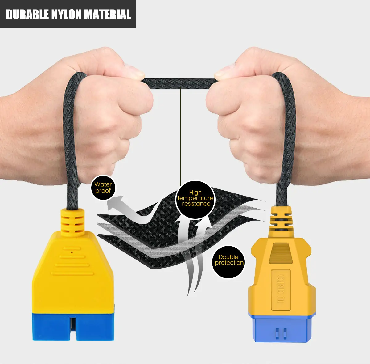 AUTOOL OBD2 adapter cable durable nylon material feature