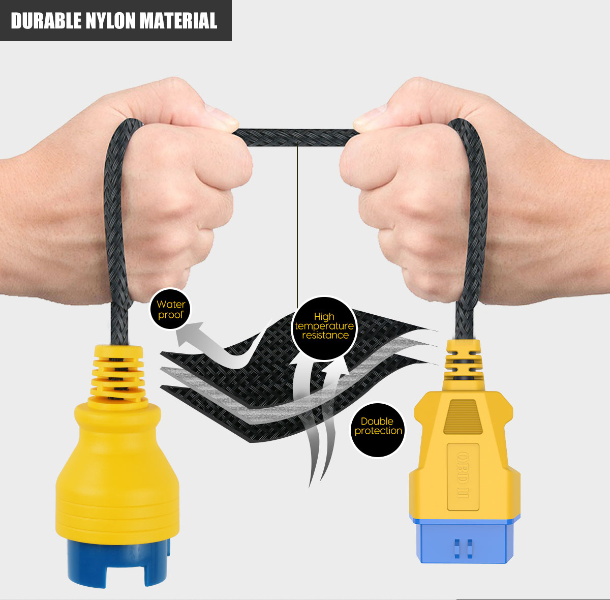AUTOOL Benz 38 pin OBD2 cable durable nylon material with waterproof high temperature resistance and double protection