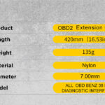 AUTOOL 42 CM Car OBD2 Reinforced Nylon Extension Cord 38PIN TO 16PIN Male to Female Cable for Benz