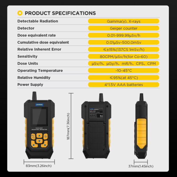 AUTOOL ND300 Geiger Counter Nuclear Radiation Detector Portable Handheld Beta Gamma X-ray