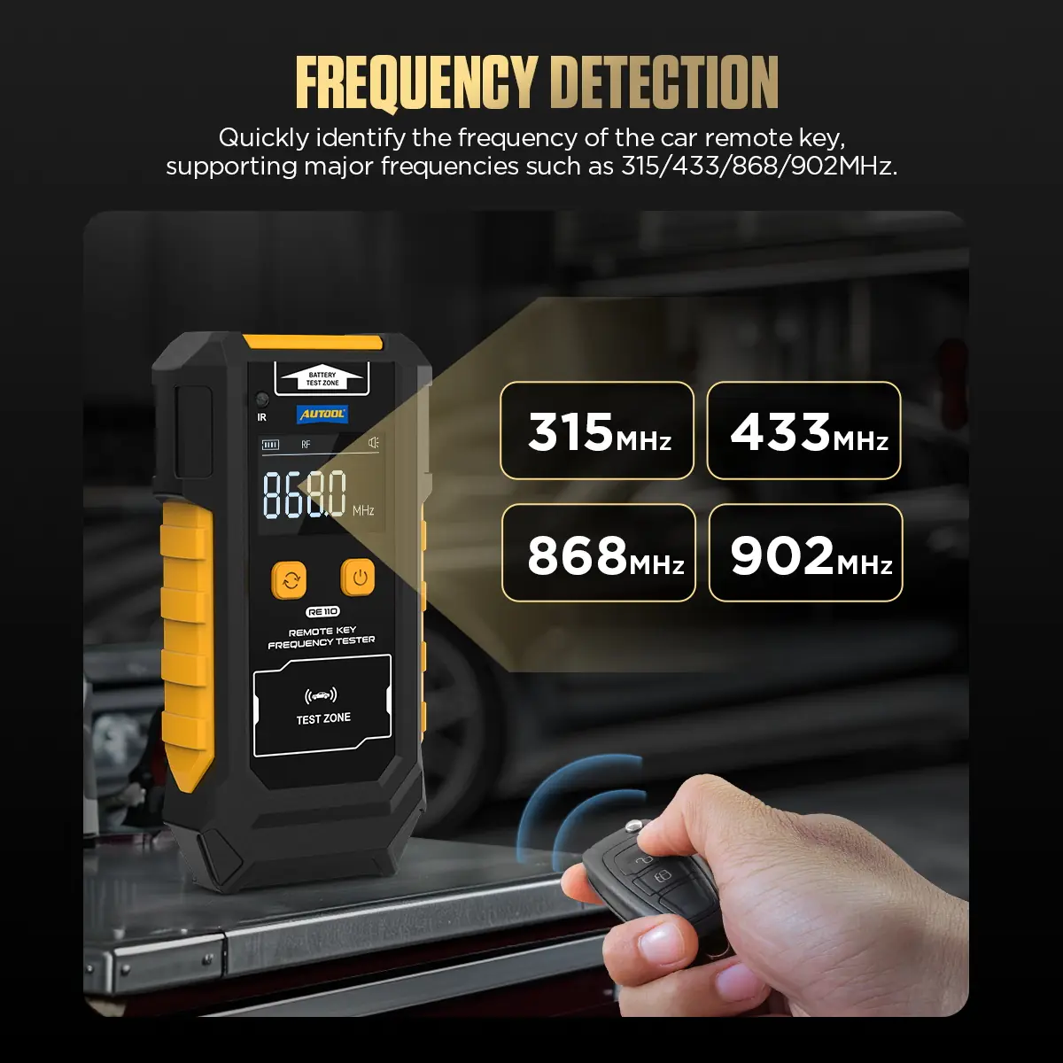 AUTOOL RE110 remote key frequency tester operation