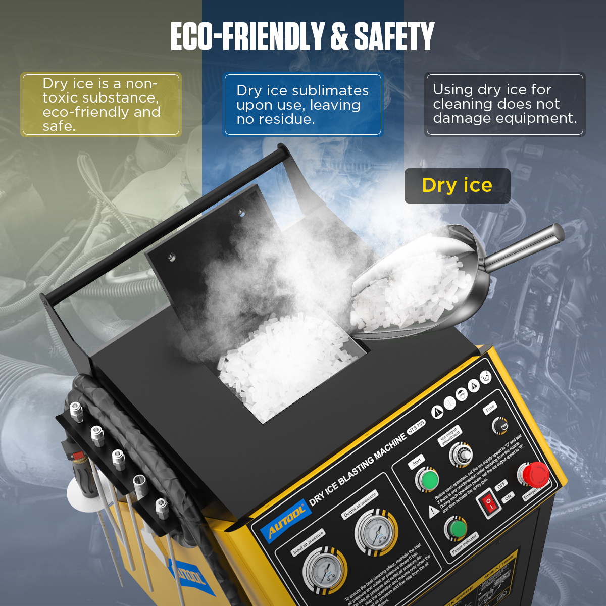 AUTOOL HTS709 eco-friendly and safe dry ice cleaning benefits