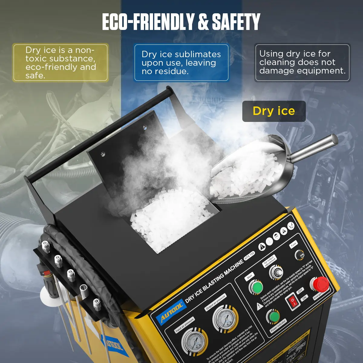 AUTOOL HTS709 eco-friendly and safe dry ice cleaning benefits