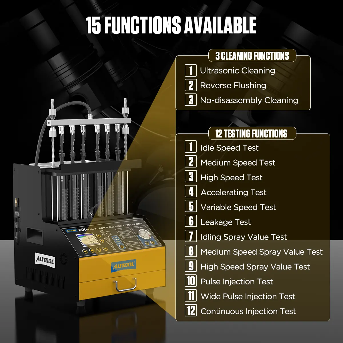 AUTOOL fuel injector tester operation step image