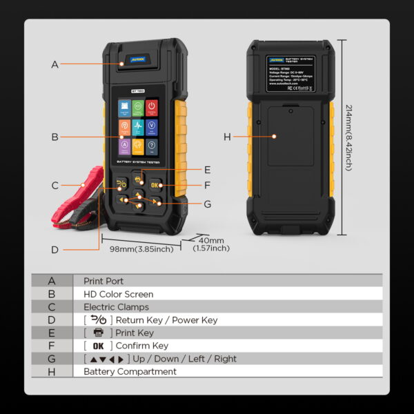 AUTOOL BT960 12V Car Battery Tester Lithium Battery Leakage Monitoring