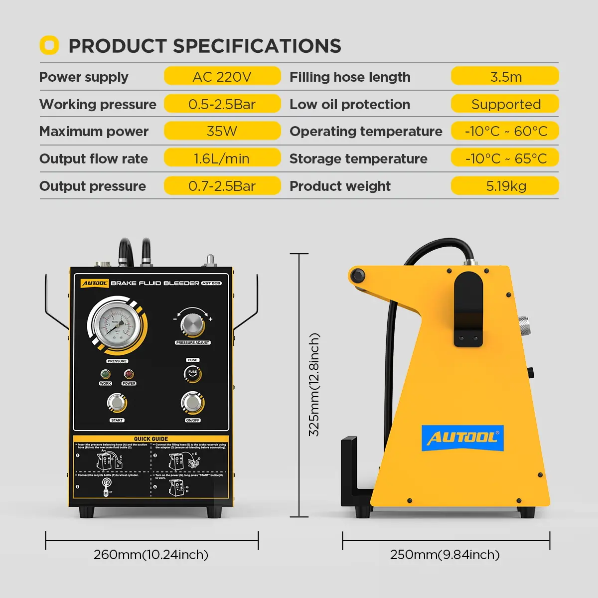 AUTOOL AST603 product specifications image