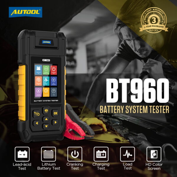 AUTOOL BT960 12V Battery Tester Lithium