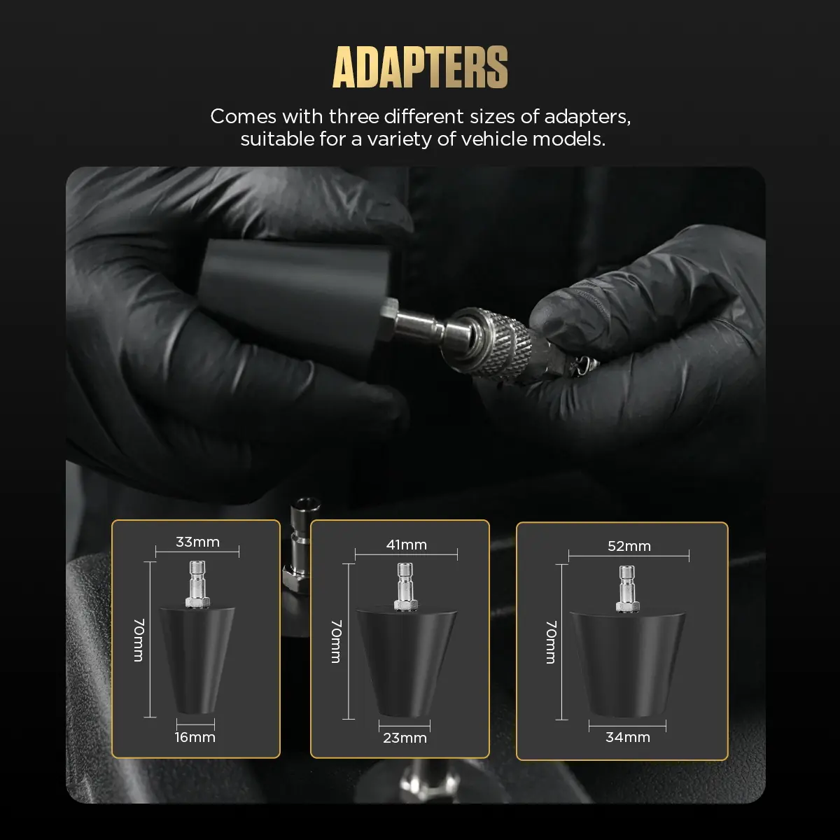 Car conical adapter adapter tool with three adapter sizes for vehicle door window clip and fastener repair assistance