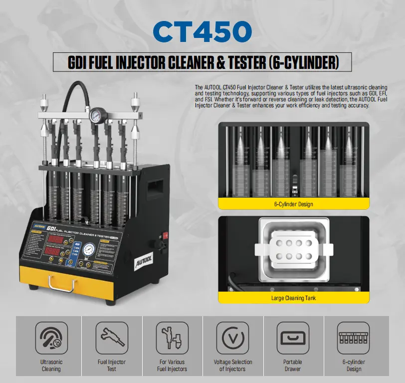AUTOOL CT450 GDI Fuel Injector Cleaner & Tester : revolutionize your fuel system maintenance!