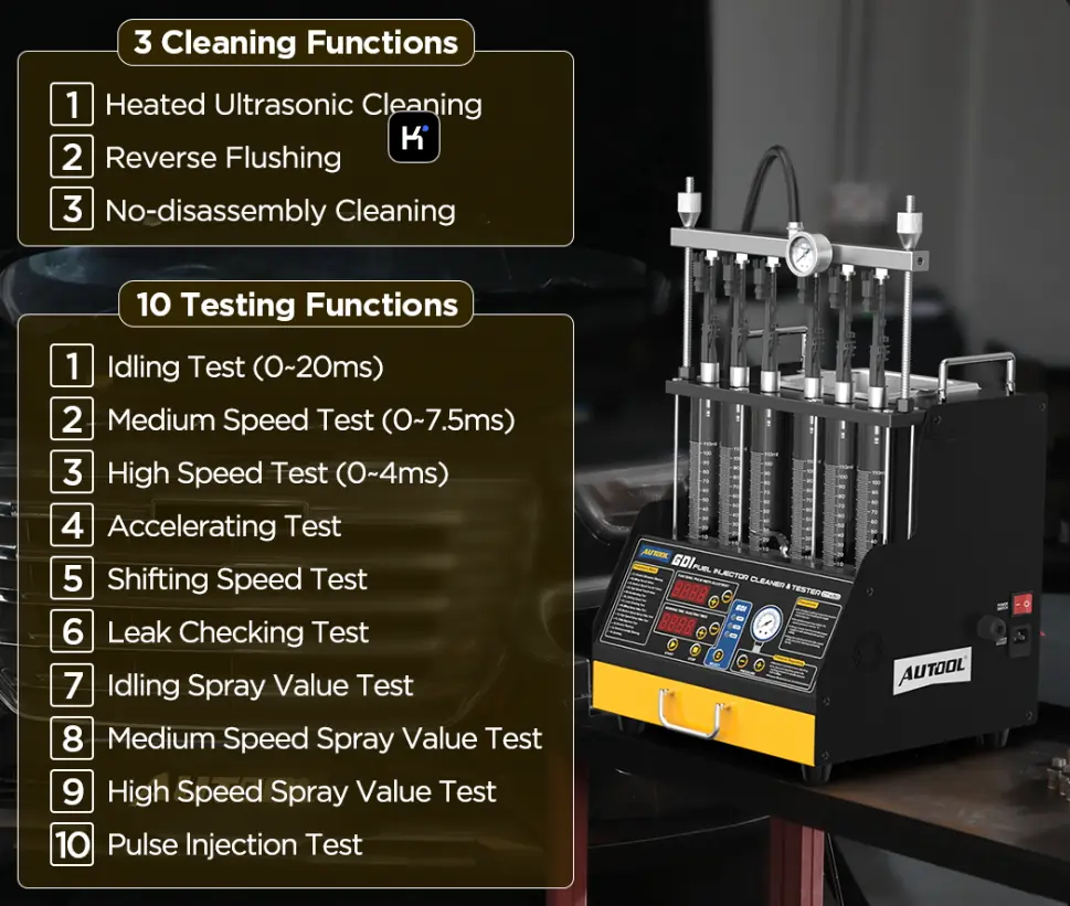 AUTOOL CT450 heated ultrasonic cleaning and pulse injection testing