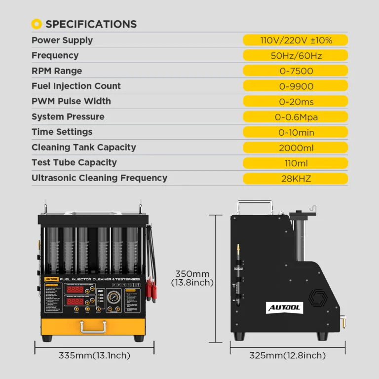 AUTOOL CT450 6-Cylinder Heated Injector Cleaner and Tester-11 AUTOOL CT450 เครื่องทำความสะอาดและทดสอบหัวฉีดแบบให้ความร้อนสำหรับเครื่องยนต์ 6 สูบ