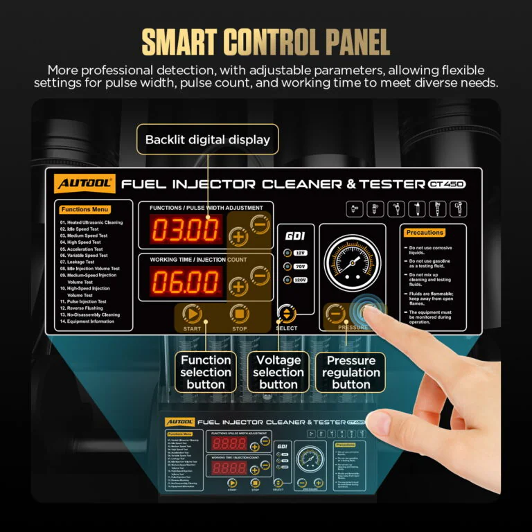 AUTOOL CT450 6-Cylinder Heated Injector Cleaner and Tester-9 AUTOOL CT450 เครื่องทำความสะอาดและทดสอบหัวฉีดแบบให้ความร้อนสำหรับเครื่องยนต์ 6 สูบ