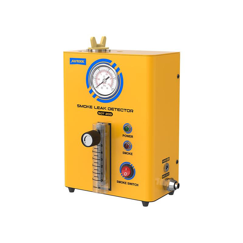 AUTOOL SDT203 smoke leak detector product front view with pressure gauge and flow meter
