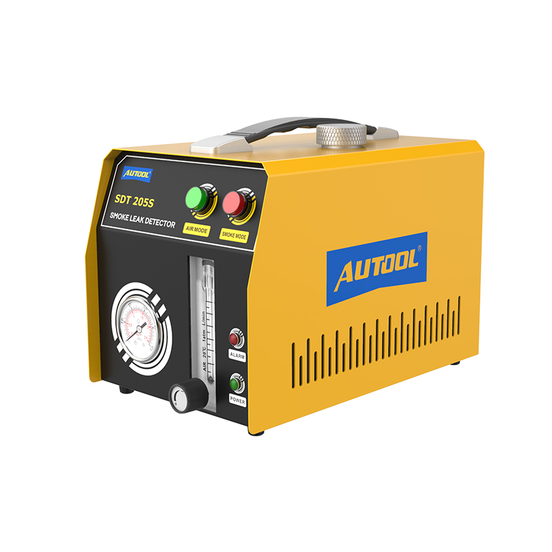 AUTOOL SDT205S smoke leak detector product image with air mode smoke mode pressure gauge and flow meter