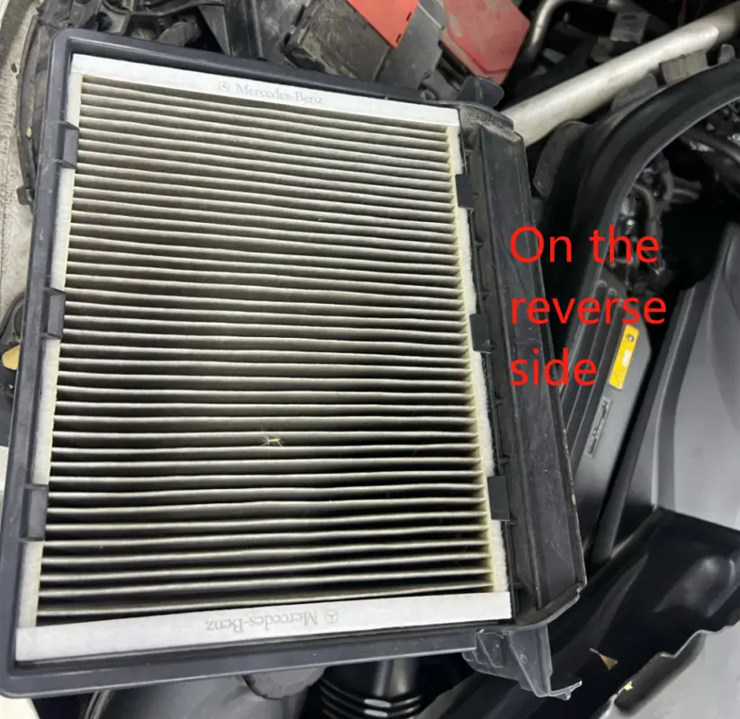 Mercedes external cabin air filter reinstallation reference image
