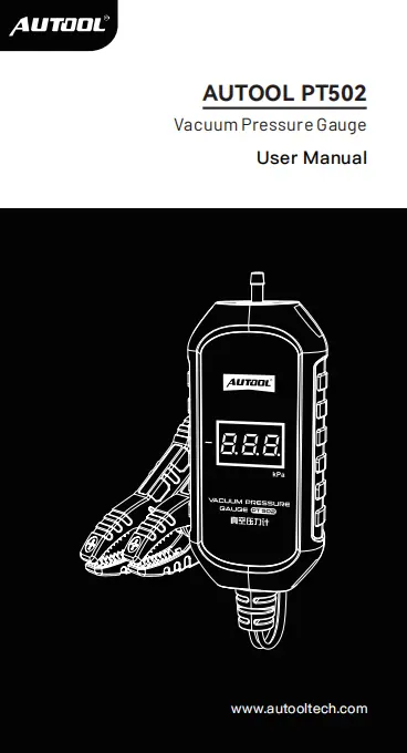 AUTOOL PT502 vacuum pressure gauge manual cover