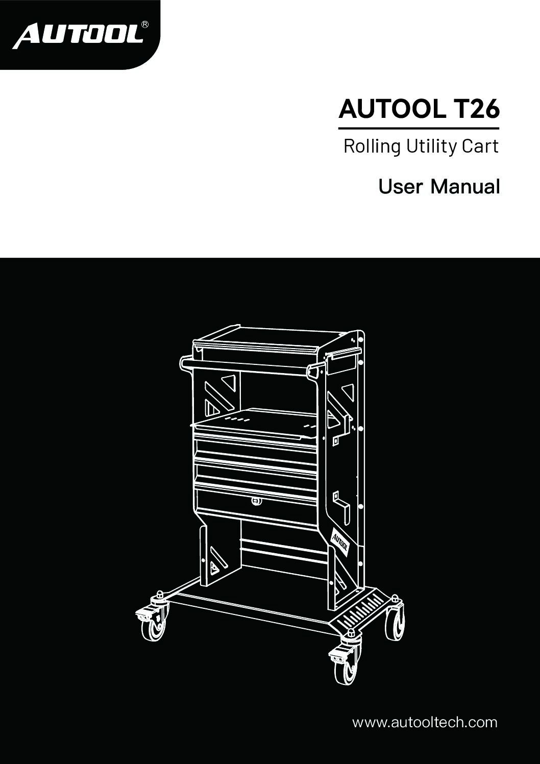 AUTOOL T26 rolling utility cart user manual preview