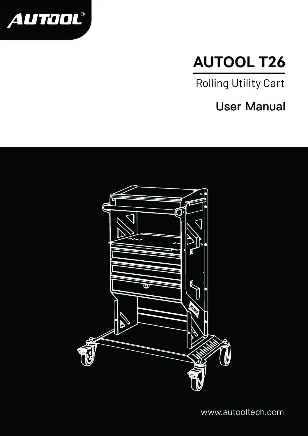 AUTOOL T26 rolling utility cart user manual preview