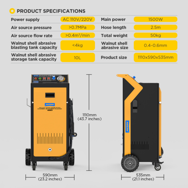 AUTOOL HTS728 Walnut Blasting Machine Expert-Grade Carbon Cleaning Machine