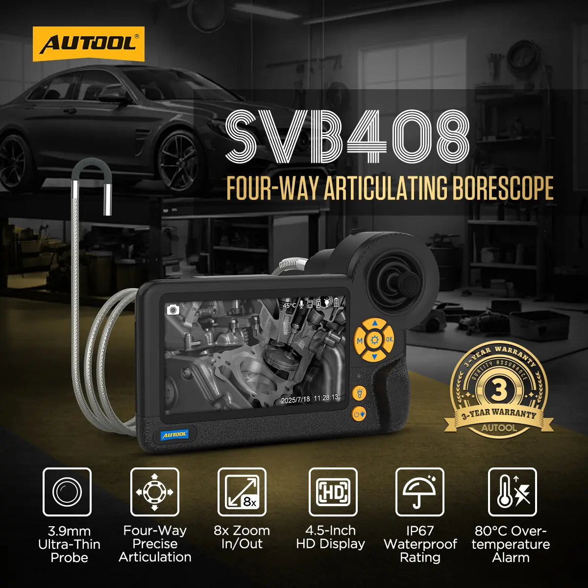 AUTOOL SVB408 automotive borescope camera