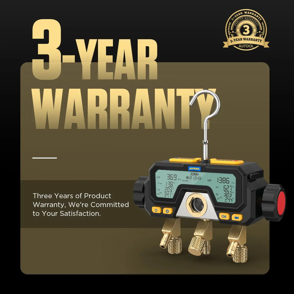 AUTOOL LM70 smart digital manifold 3-year warranty image