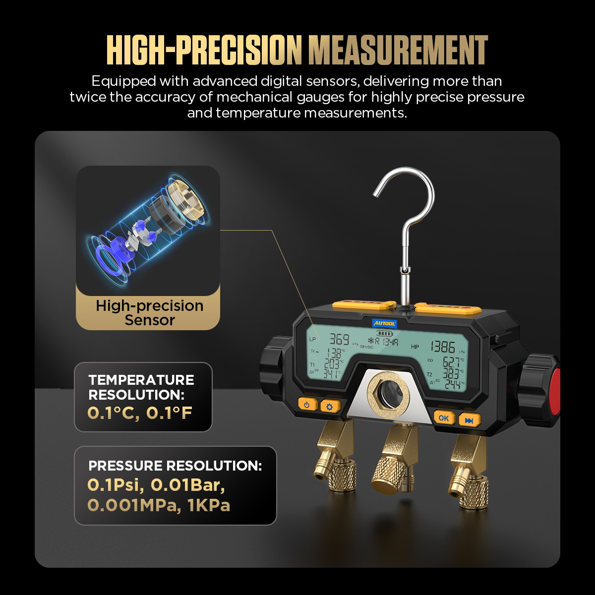AUTOOL LM70 high-precision pressure and temperature measurement with pressure and temperature resolution