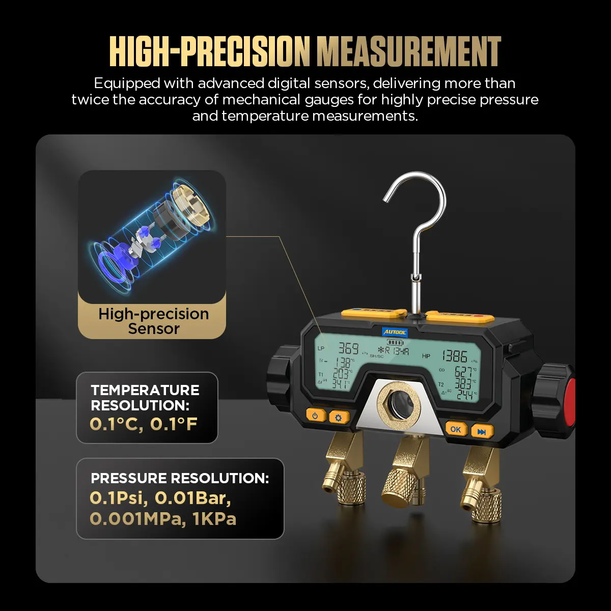 AUTOOL LM70 high-precision pressure and temperature measurement with pressure and temperature resolution