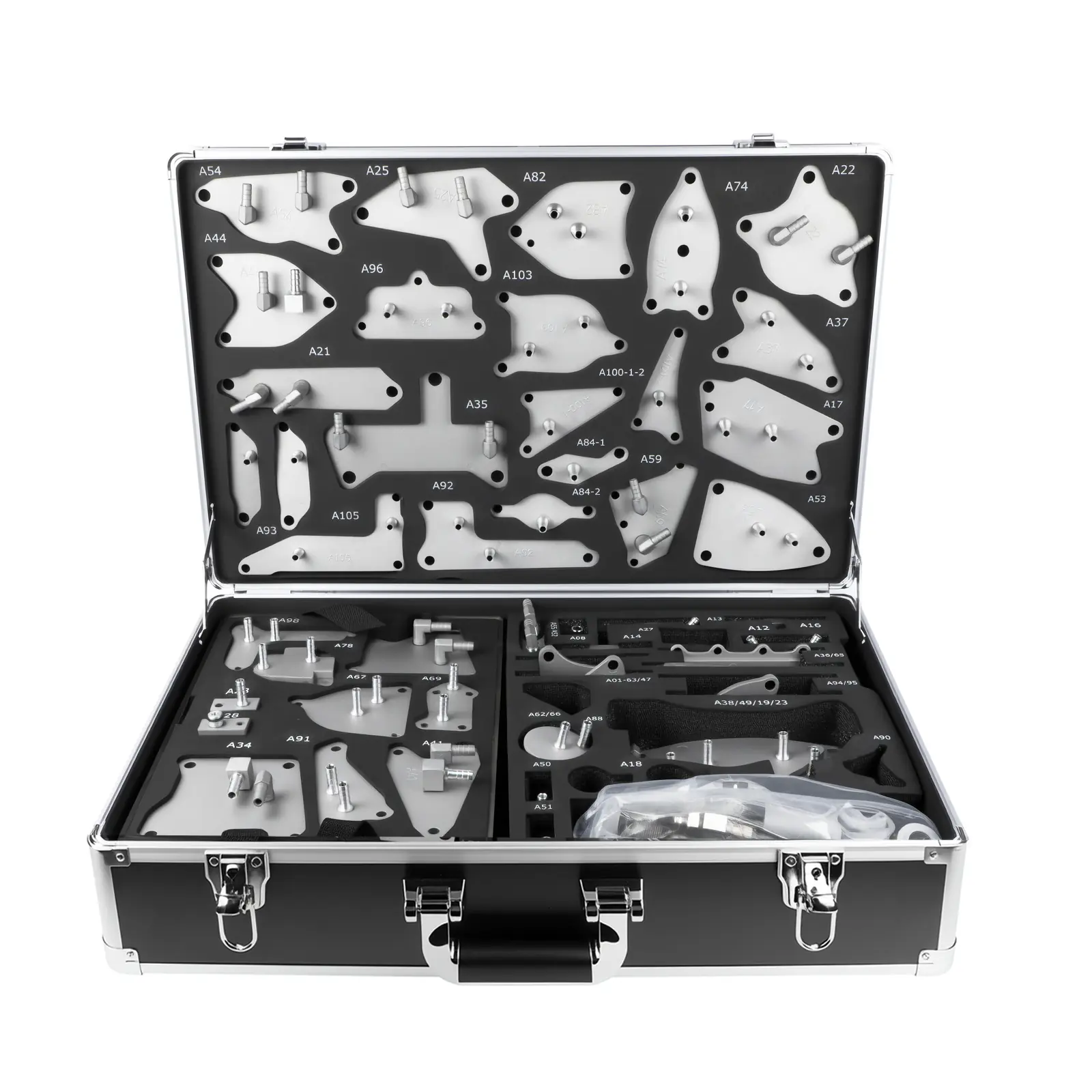 AUTOOL transmission fluid adapter kit storage case and adapter layout