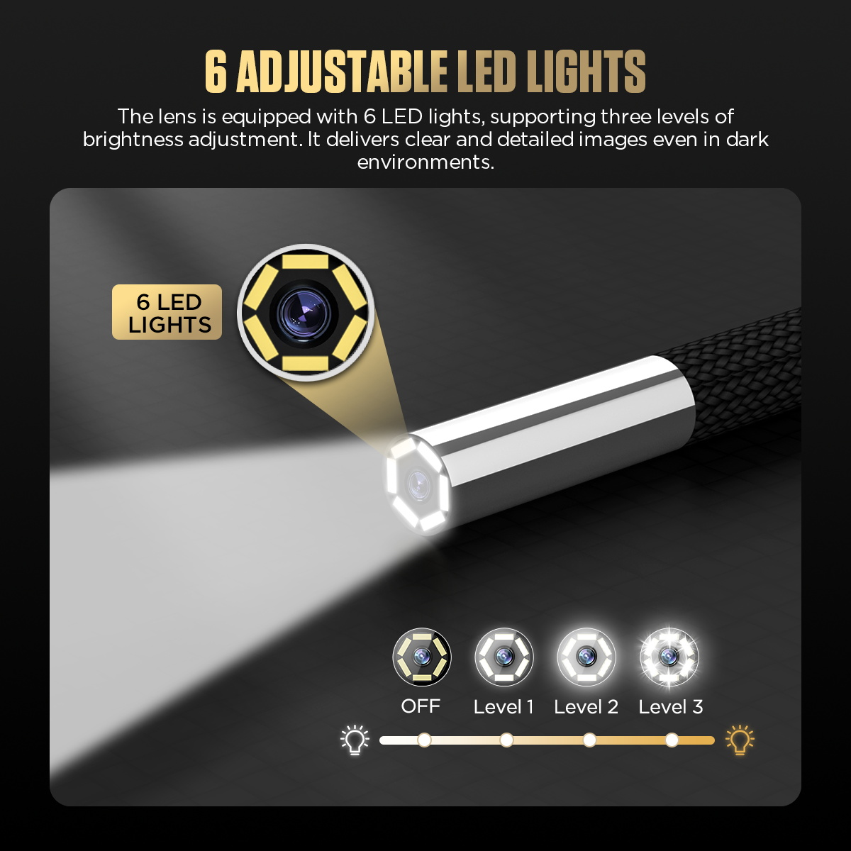 AUTOOL SVB405 six adjustable LED lights with three brightness levels