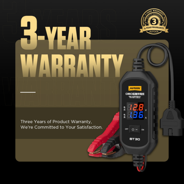 AUTOOL BT30 ECU Emergency Power Supply Cable Includes 3A Fuse