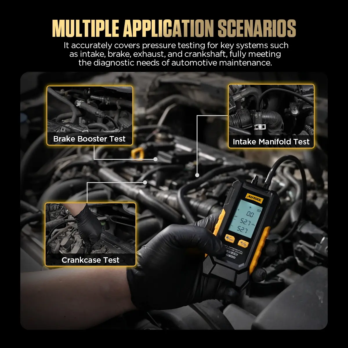AUTOOL PT503 brake booster intake manifold and crankcase pressure testing applications