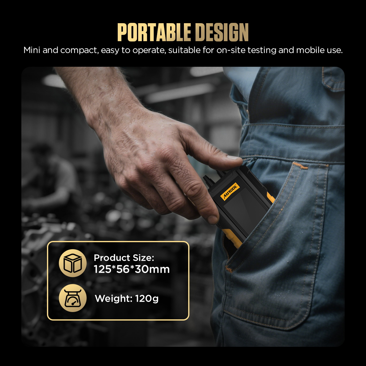 AUTOOL PT503 portable design size and weight feature