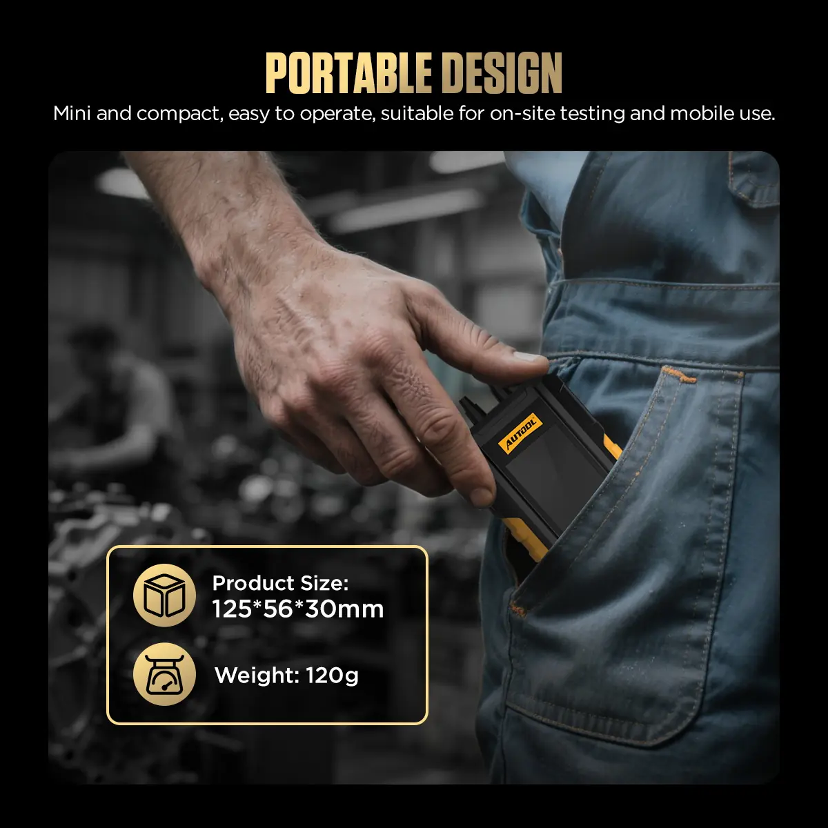 AUTOOL PT503 portable design size and weight feature