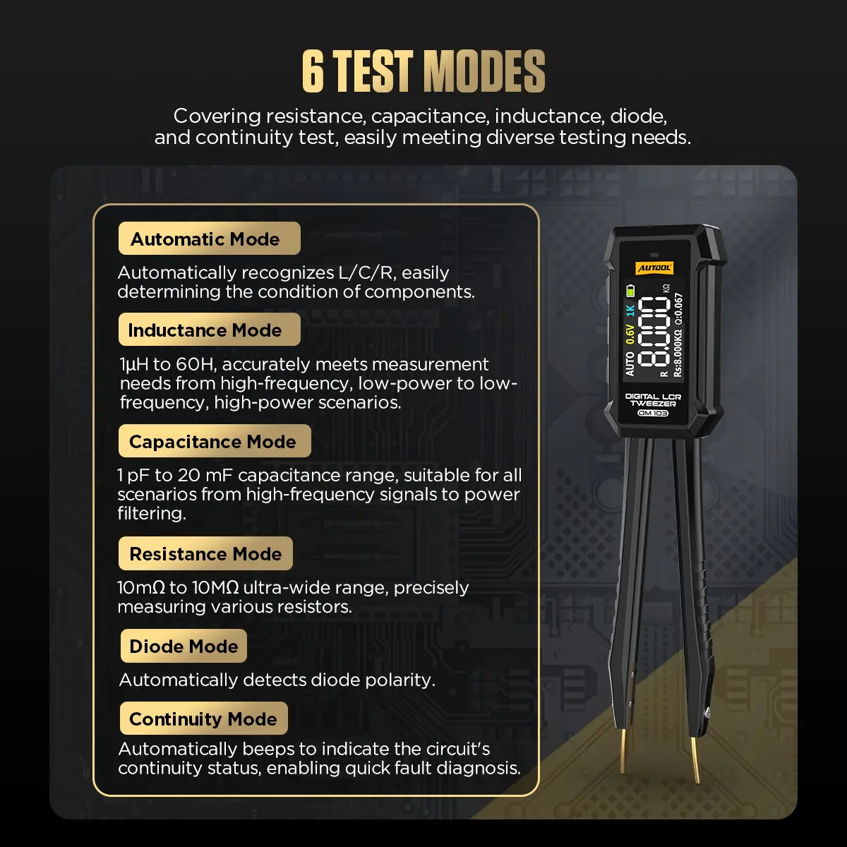 AUTOOL DM103 smart component recognition