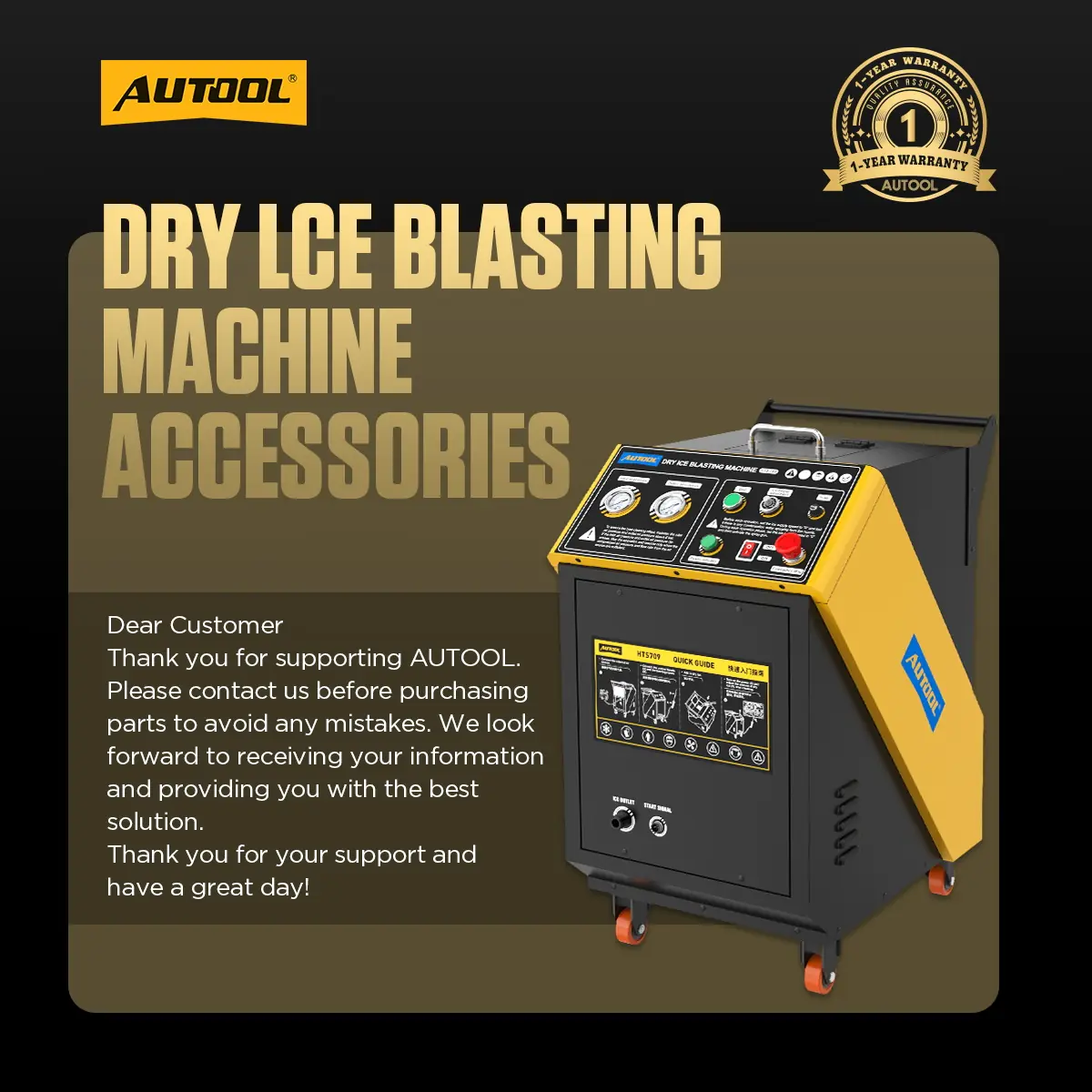 AUTOOL dry ice blasting machine accessories purchase confirmation image