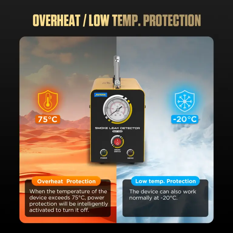 AUTOOL SDT102 Car Smoke Tester for Vacuum Leaks with Pressure Gauge