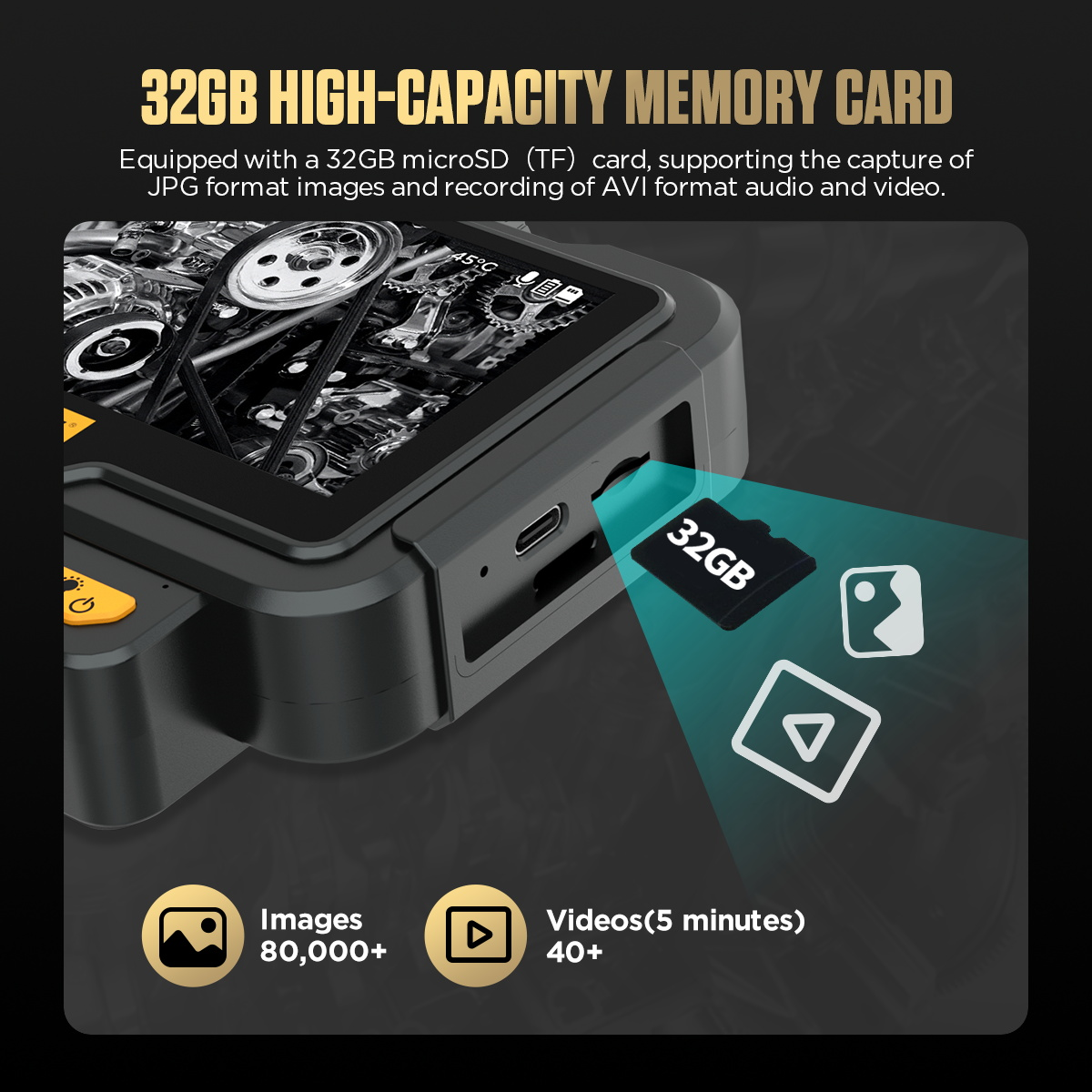 AUTOOL SVB208 built-in 32GB high-capacity memory card feature image