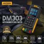 AUTOOL DM303 auto diagnostic multimeter with oscilloscope ignition pulse K CAN line data color display and portable toolbox