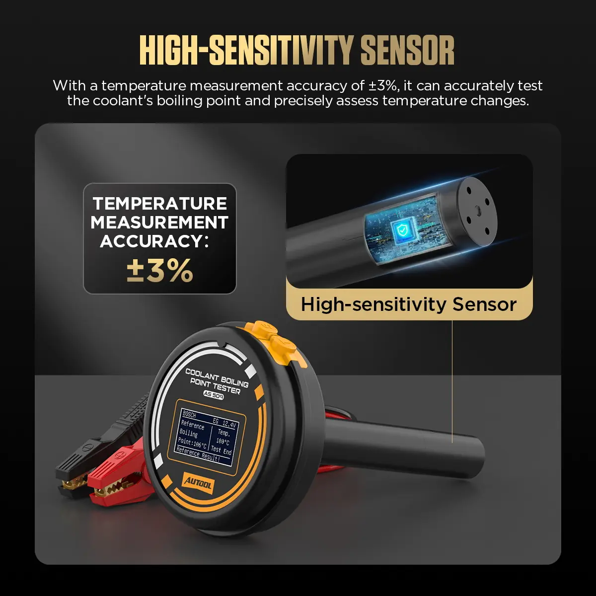 AUTOOL AS509 high-sensitivity sensor with ±3% accuracy