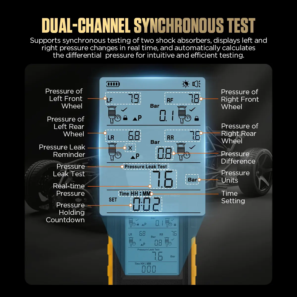 AUTOOL PT680 dual channel air suspension pressure test